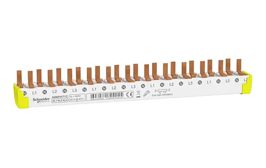 SCHNEIDER A9XPH712 Barre de phase 80 A broche pour 6 FI/LS 3+N 12 TE