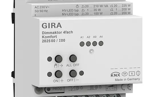 GIRA 202500 Actionneur de gradation KNX Confort à 4 voies