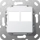 GIRA 562903 Modular Jack Cover System 55 2-fold, Lexcom | pure white shiny
