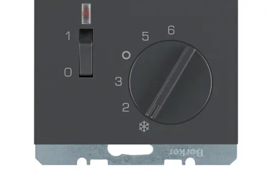 BERKER 20317106 Room Temperature Controller K.1/K.5 NC contact, 24 V, off switch, indicator light | anthracite matt