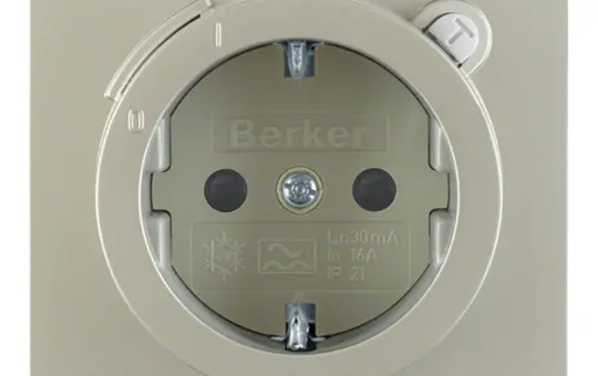 BERKER 47087004 SCHUKO socket K FI circuit breaker, touch protection | matt lacquered stainless steel