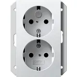 GIRA 273127 SCHUKO socket System 55 2-fold, for 1-fold flush-mounted box | pure white satin matt