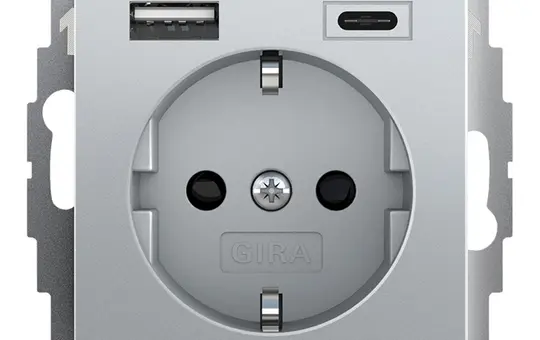 GIRA 245926 Prise SCHUKO Système 55 USB-A/C, protection tactile | alu