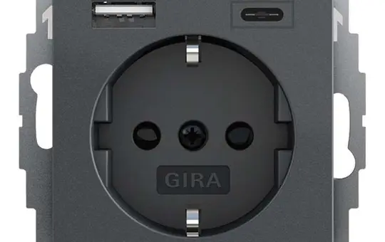 GIRA 245928 Prise SCHUKO Système 55 USB-A/C, protection tactile | anthracite