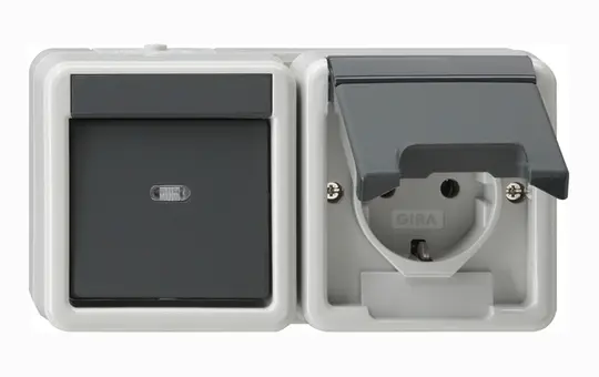 GIRA 417730 Surface-mounted combination WG AP 2-fold, horizontal, toggle switch | gray