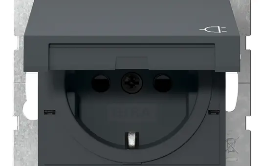 GIRA 441428 SCHUKO socket System 55 Touch protection, hinged lid | anthracite