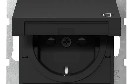 GIRA 4414005 SCHUKO socket System 55 Touch protection, hinged lid | matt black