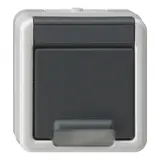GIRA 441430 SCHUKO socket WG surface-mounted 1-fold, contact protection, hinged lid, without claws | gray
