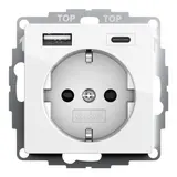 GIRA 245903 SCHUKO socket System 55 USB-A/C, touch protection | pure white shiny