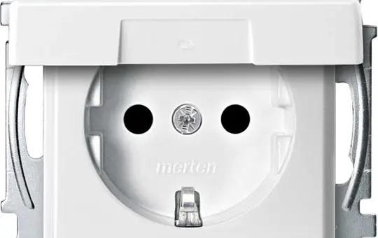 MERTEN MEG2414-0419 Prise SCHUKO Système M IP44, couvercle à charnière, bornes à vis | blanc polaire