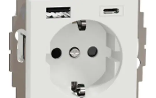 MERTEN MEG2367-0325 SCHUKO socket System M USB A/C, 3.0 A | active white glossy
