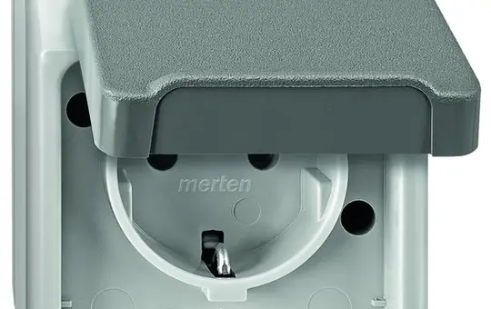 MERTEN MEG2300-8029 Prise SCHUKO AQUASTAR Un seul poste, protection tactile | gris clair