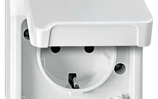 MERTEN MEG2300-8019 Prise SCHUKO AQUASTAR Un seul poste, protection tactile | blanc polaire