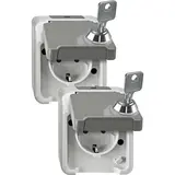 MERTEN MEG2424-8029 SCHUKO socket AQUASTAR 1-fold, smooth lock, 2 pieces | light gray
