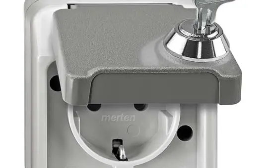 MERTEN MEG2423-8029 Prise SCHUKO AQUASTAR Unique, même serrure | gris clair