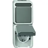 MERTEN MEG3494-8029 Ensemble en saillie AQUASTAR Interrupteur simple, inverseur, protection contre les contacts | gris clair