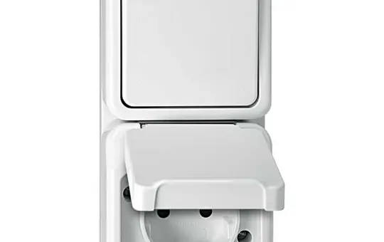 MERTEN MEG3494-8019 Ensemble en saillie AQUASTAR Interrupteur simple, inverseur, protection contre les contacts | blanc polaire