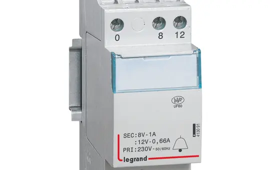LEGRAND 413091 Doorbell Transformer 2-module, 230V, 12V/8V