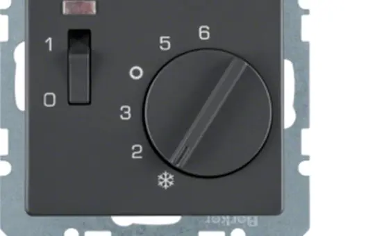 BERKER 20316086 Room Temperature Controller Q.1/Q.3 NC contact, 24 V, off switch, indicator light | anthracite matt