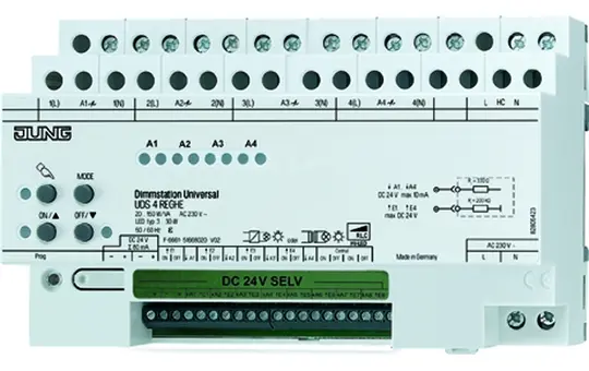 JUNG UDS4REGHE LED Universal Dimming Station 2-Wire 4-fold