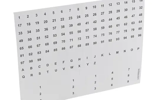 LEGRAND 004969 Labelling Sheet 1-99, A-Z