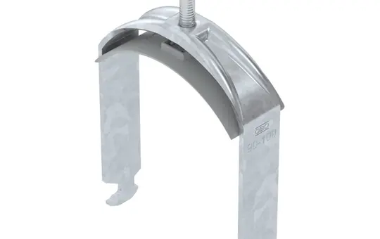 OBO BETTERMANN 1186297 Steel Bracket Clamp Galvanised 1-fold, plastic pressure pan, H-foot | 90-100 mm