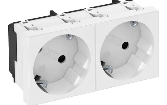 OBO BETTERMANN 6120103 Module de prise 45 2 fois, 33° | blanc pur