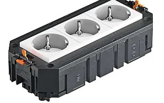 OBO BETTERMANN 7404664 Support universel prise SCHUKO Triple, UTC3 | blanc pur