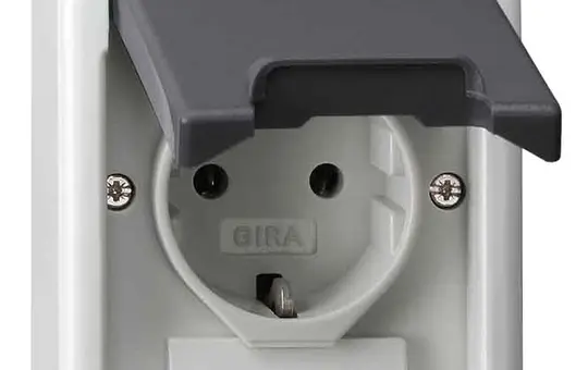 GIRA 4450 35 labelled SCHUKO socket WG surface-mounted Hinged lid | gray