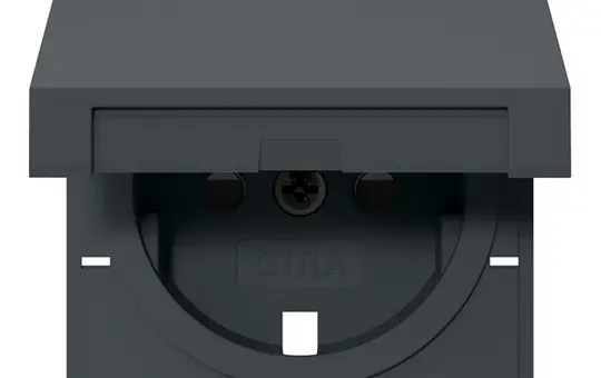 GIRA 494228 Cover SCHUKO socket Full plate System 55 with hinged lid and shutter | anthracite