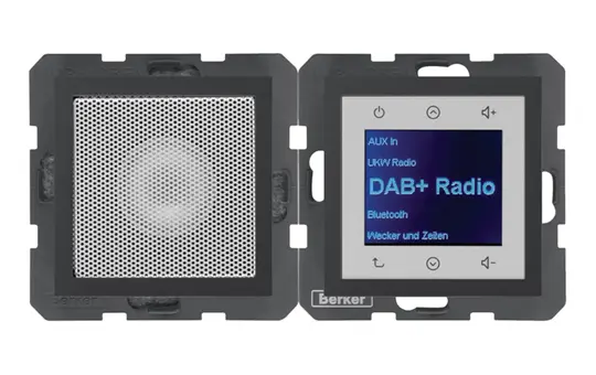 BERKER 30801606 Flush-mounted radio set S.1/B.3/B.7 DAB+, Mono, Bluetooth | anthracite