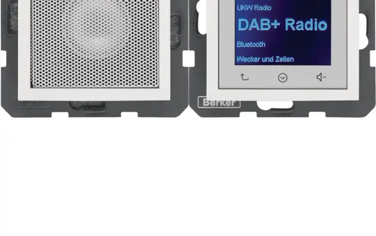 BERKER 30808989 Flush-mounted radio set S.1/B.3/B.7 DAB+, Mono, Bluetooth | polar white glossy