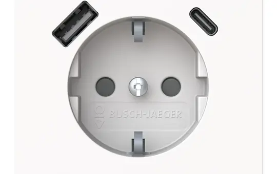 BUSCH-JAEGER 20 EUCB2USBAC-44G SCHUKO socket art linear USB A/C, 3 A, touch protection | studio white glossy