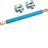 HAGER N75B rail en cuivre universZ lamellé avec bornes avec 2 bornes jusqu'à 35 mm² | bleu | 180x9x6