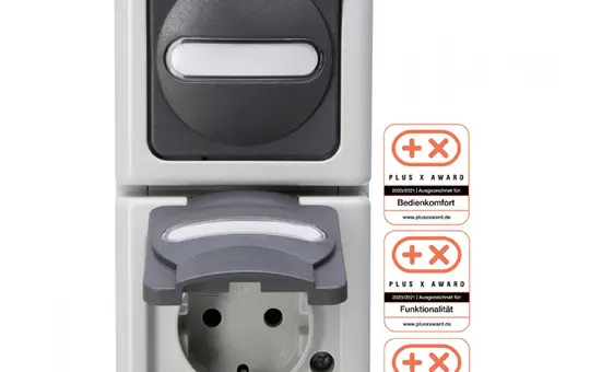 KOPP 130856009 Surface-Mounted Combination BLUE ELECTRIC 1-way, toggle switch | gray
