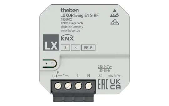THEBEN LUXORliving E1 S RF Heating Actuator LUXORliving Flush-mounted 1-gang, electric heater, 10 A