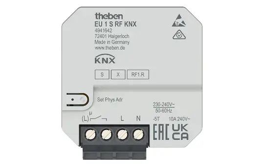 THEBEN EU 1 S KNX-RF heating actuator flush-mounted 1-gang, electric heater, 10 A, Secure
