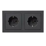 BERKER 47206096 SCHUKO socket complete Series Q.3 2-fold, horizontal | anthracite velvet