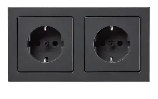 BERKER 47206096 SCHUKO socket complete Series Q.3 2-fold, horizontal | anthracite velvet