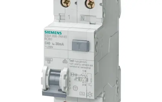 SIEMENS 5SU1356-6KK10 RCD/MCB switch type A B-char. 30 mA 1+N 10 A, instantaneous