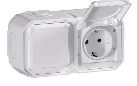 LEGRAND 069772L SCHUKO Surface-Mounted Socket Plexo New 2-fold, horizontal | ultra white