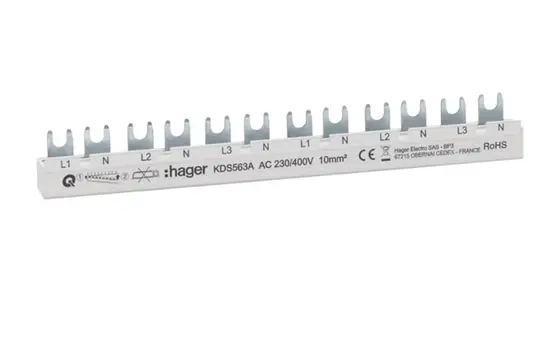 HAGER KDS563A Barrette de phase 4 pôles 12 TE, 63 A