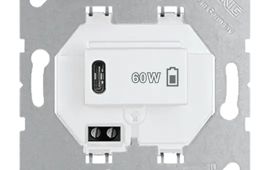 JUNG USBPD60CWW Chargeur USB 60 W, 1 x USB-C | blanc alpin