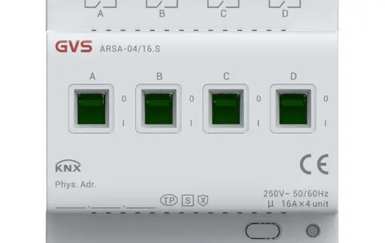 GVS ARSA-04/16.S Actionneur de commutation KNX Prise 4 voies, 16 A, sécurisée KNX