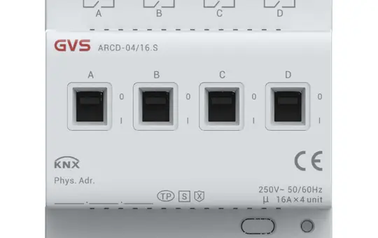 GVS ARCD-04/16S KNX switching actuator with current measurement 4-fold, KNX Secure