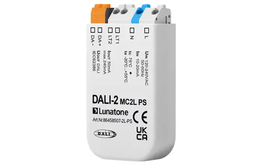 LUNATONE 86458507-2L-PS DALI control module 2-fold, integrated bus supply 50 mA