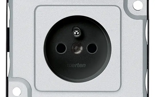 MERTEN MEG2500-7060 prise internationale PANZER FR/BE, protection tactile | argenté mat