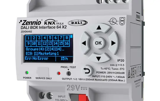 ZENNIO ZDID64X2 KNX-DALI Interface DALI BOX 2 channels, 64 operating devices per channel