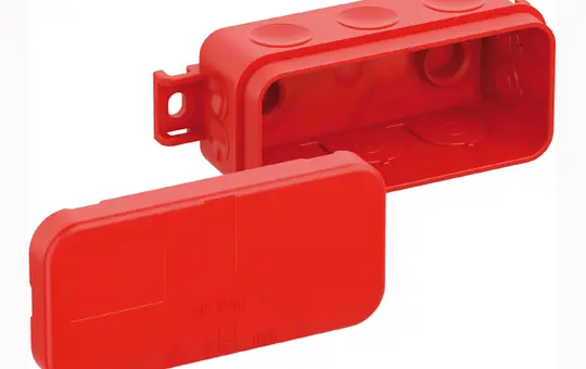 SPELSBERG 2K-Mini AB SB-L Junction Box for Quick Installation 89 x 43 x 38 mm, external mounting bracket. | red