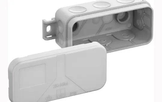 SPELSBERG 2K-Mini AB-L Junction Box for Quick Installation 89 x 43 x 38 mm, external mounting bracket. | gray